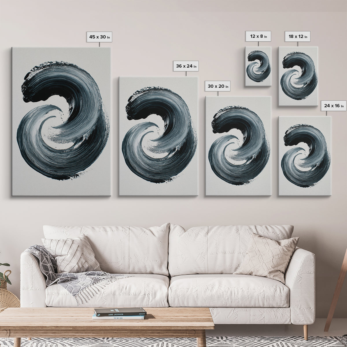 Bold Black And White Abstract Ink Brush Stroke Minimalist Wall Art Print Ideal For Contemporary Home Decor