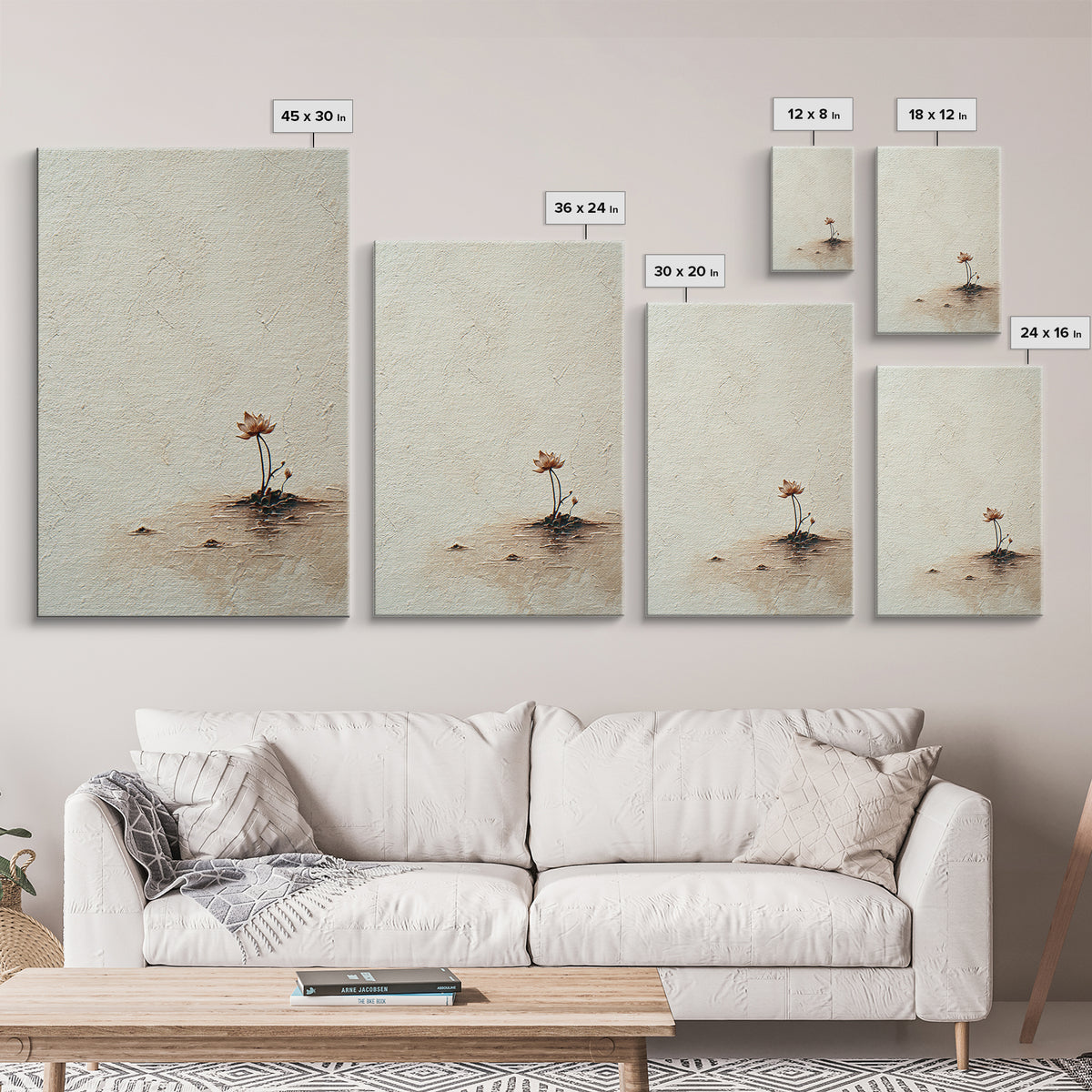 Simple Lotus Flower Minimalist Painting Wall Art Canvas Print For Spa Decor And Zen Home Decoration