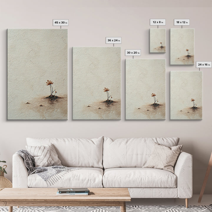 Simple Lotus Flower Minimalist Painting Wall Art Canvas Print For Spa Decor And Zen Home Decoration