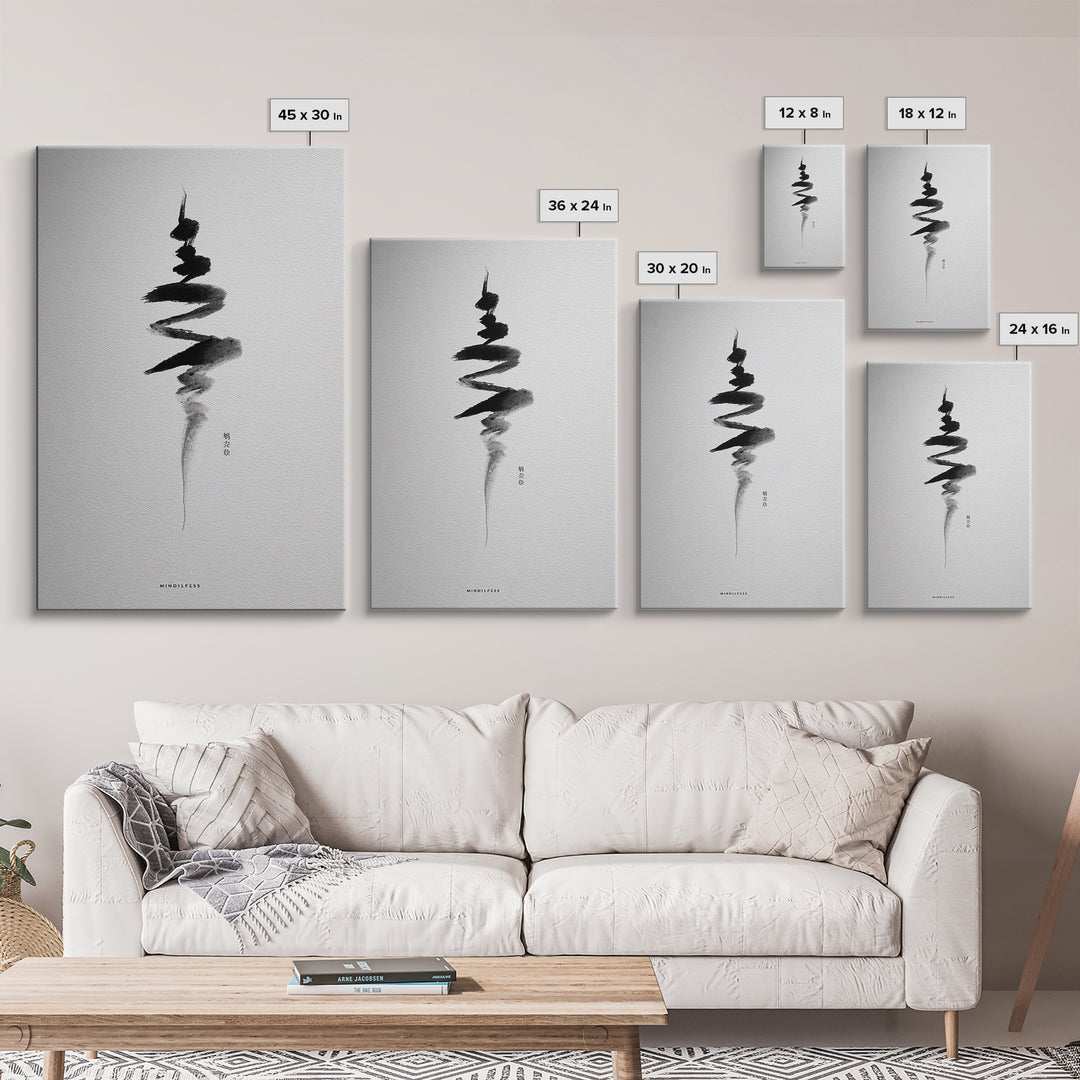 Minimalist Zen Calligraphy Ink Painting Contemporary Wall Art Print For Meditation Space And Modern Home Decor