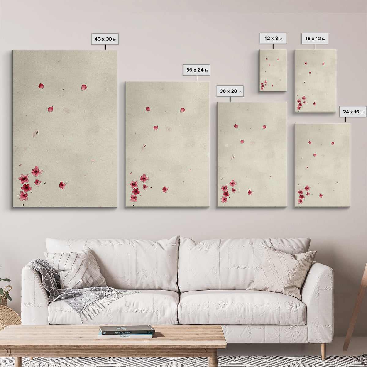 Minimalist Traditional Japanese Ink Painting Of Zen Buddhist Monks Meditating Wall Art Print Framed Canvas For Office