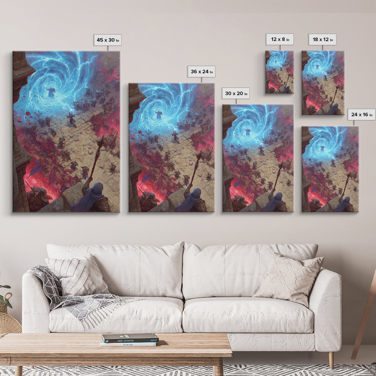 Epic Fantasy Battle Portal Canvas Print, Lightning Magic, Dungeons And Dragons Wall Art, Gaming Room Decor, Gift For Gamer