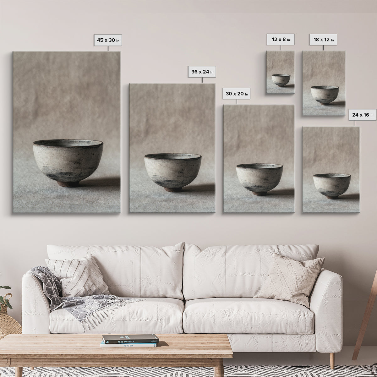Handcrafted Rustic Ceramic Bowl With Earthy Glaze Textures Minimalist Wall Art Clay Pottery For Kitchen Decor Framed Canvas Print