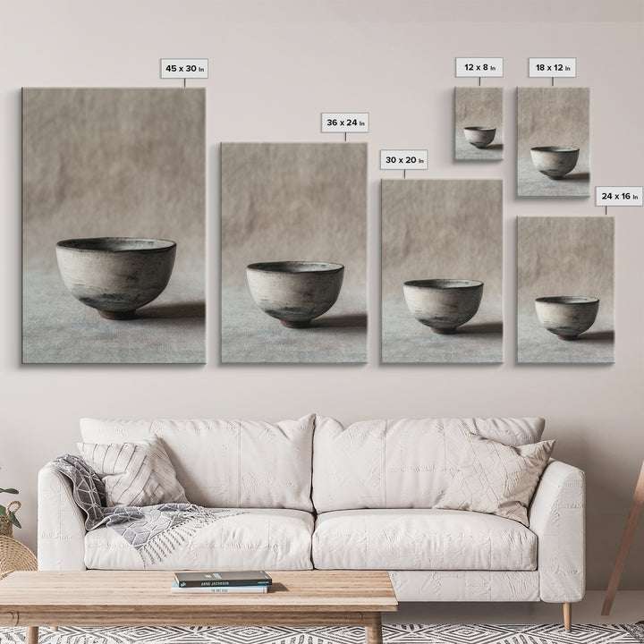 Handcrafted Rustic Ceramic Bowl With Earthy Glaze Textures Minimalist Wall Art Clay Pottery For Kitchen Decor Framed Canvas Print