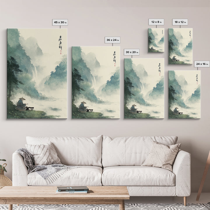 Tranquil Mountain Stream Landscape Scene Oil Painting Wall Art Canvas Print For Rustic Farmhouse Living Room Decor