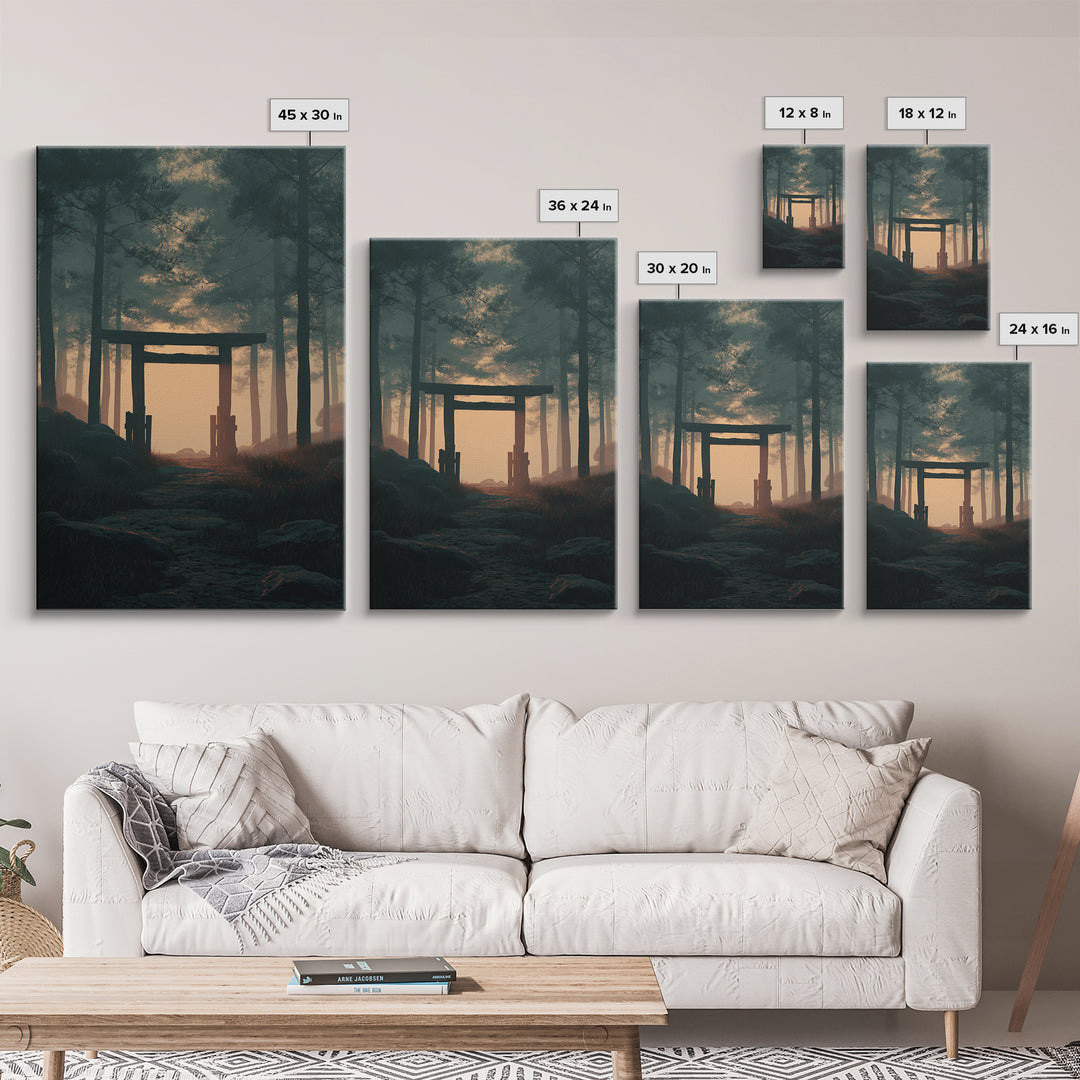 Mystical Mountain Valley Sunset Landscape Wall Art Framed Canvas Print Dramatic Nature Art For Living Room Home Decor