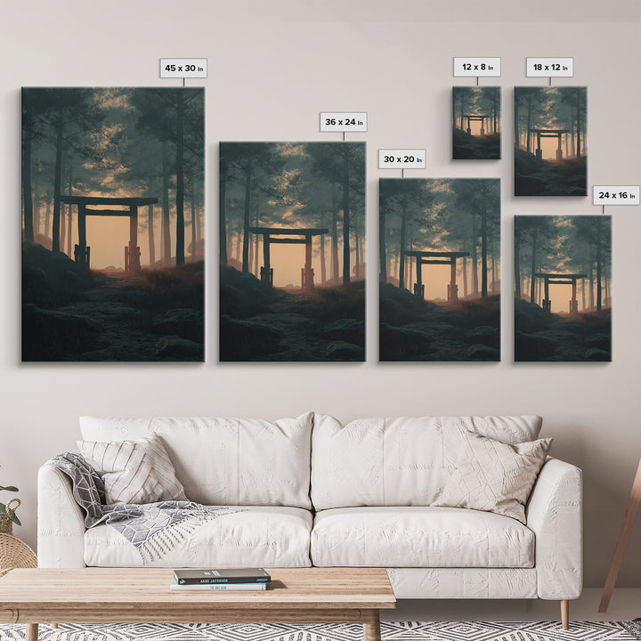 Mystical Mountain Valley Sunset Landscape Wall Art Framed Canvas Print Dramatic Nature Art For Living Room Home Decor