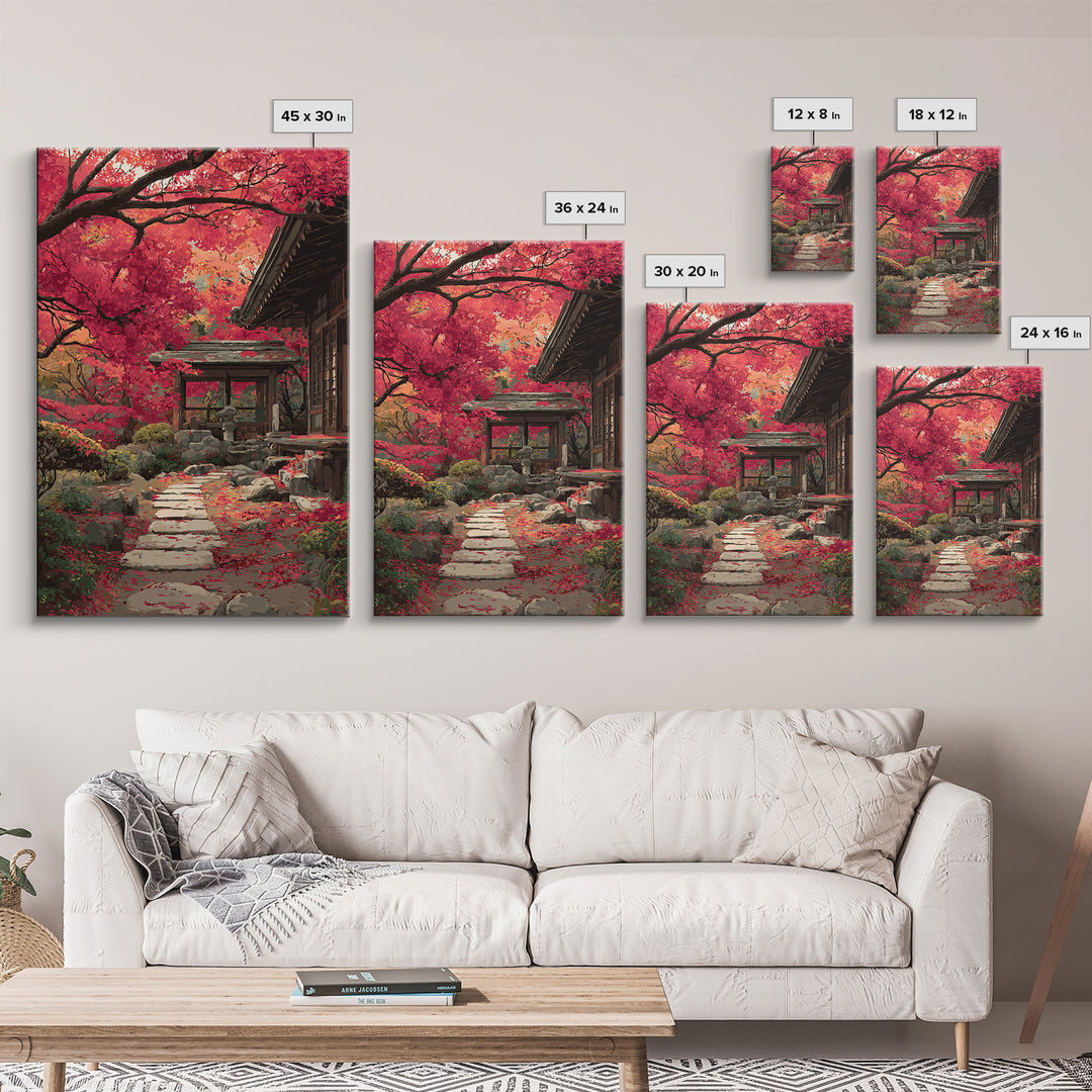 Peaceful Mountain River With Silhouette Figure Practicing Martial Arts Zen Wall Art Canvas Print