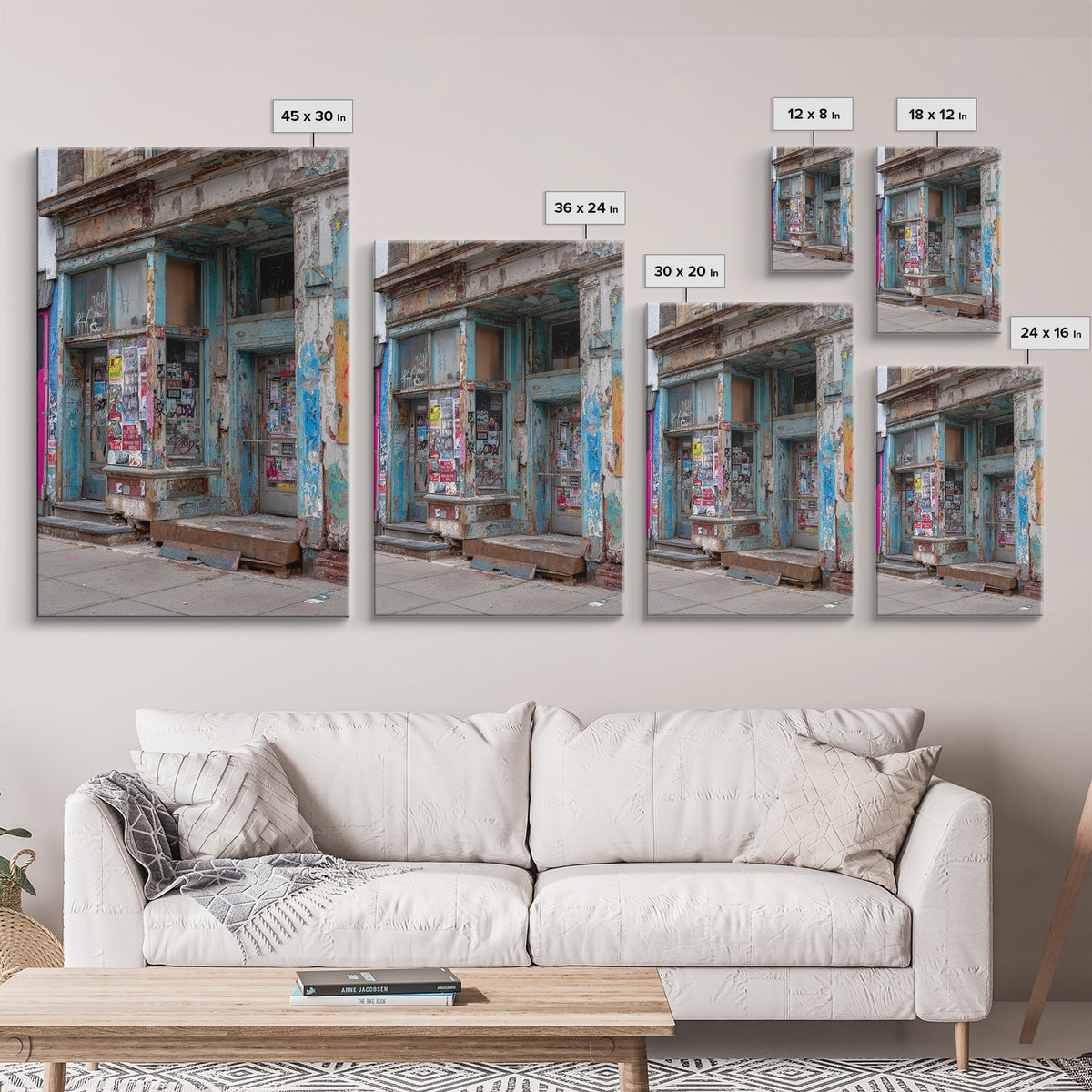 Urban Street Scene With Graffiti And Distressed Building Photography Wall Art Print