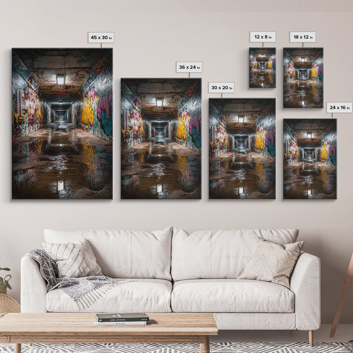 Urban Graffiti Tunnel Photography Wall Art Print Contemporary Art Modern Home Decor For Office And Loft