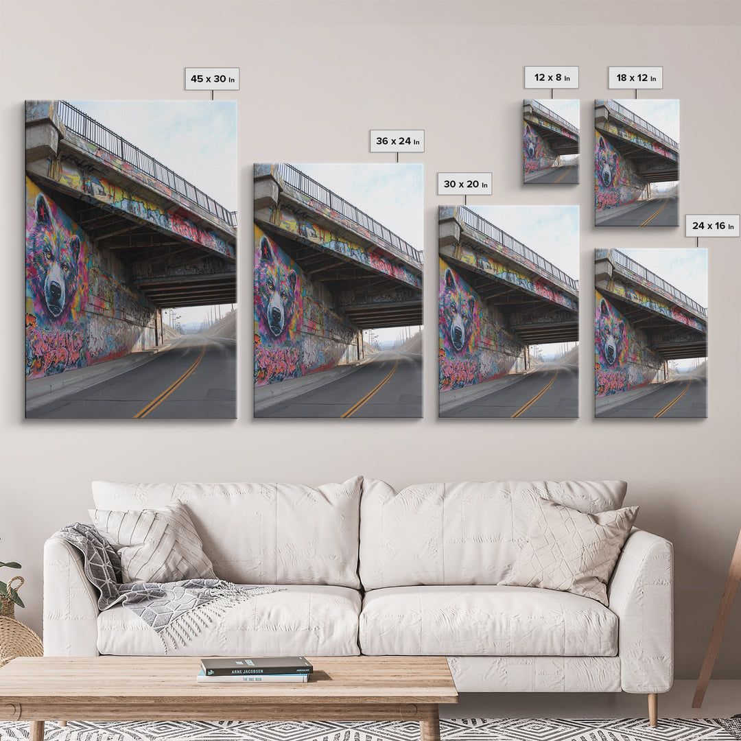 Vibrant Colorful Graffiti Bear Mural Street Art Wall Art Print Brightening Urban Spaces With Bold Modern Wall Decor