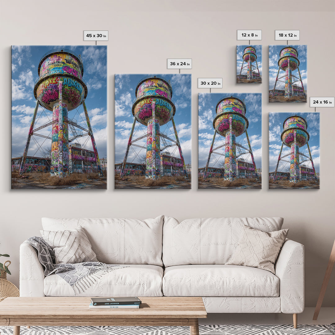 Vibrant Urban Graffiti Subway With Tiger Mural Photography Canvas Print Wall Art For Modern Home Or Urban Space Decor