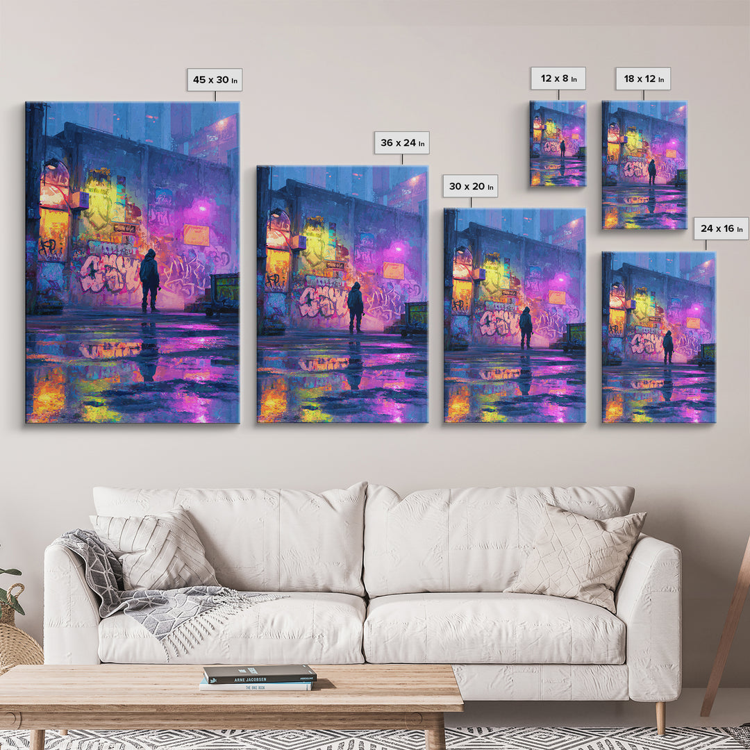 Detailed Realistic Wolf Graffiti Mural Street Art Wall Art Framed Canvas Print For Urban Decor And Animal Lover Gift