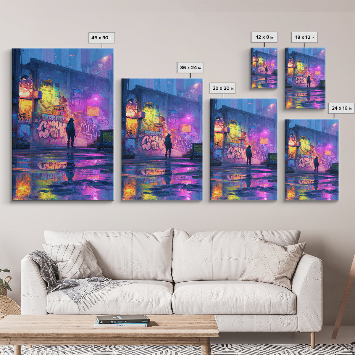 Detailed Realistic Wolf Graffiti Mural Street Art Wall Art Framed Canvas Print For Urban Decor And Animal Lover Gift