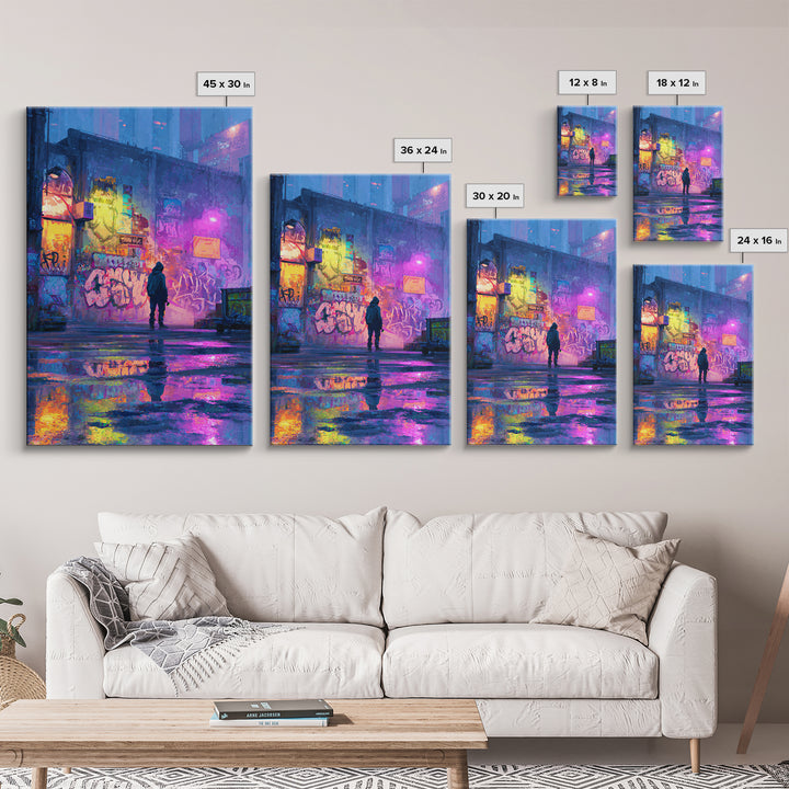 Detailed Realistic Wolf Graffiti Mural Street Art Wall Art Framed Canvas Print For Urban Decor And Animal Lover Gift