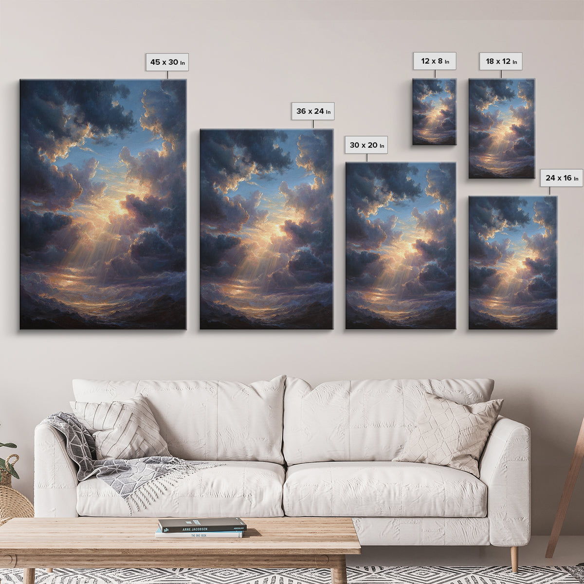 Stunning Sunset Sky With Dramatic Clouds Wall Art Framed Canvas Print For Home Decor And Living Room