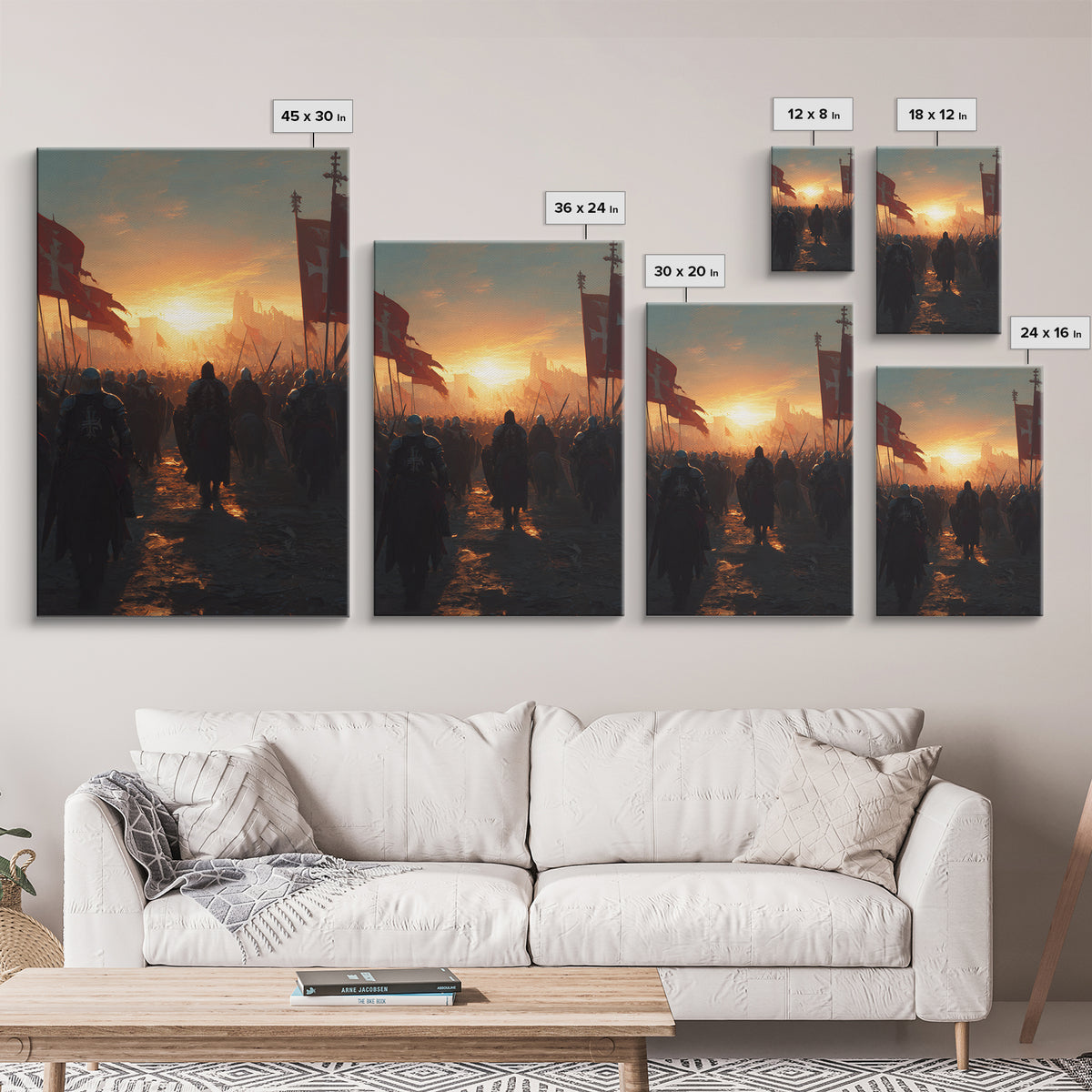 Medieval Knights Battle Scene Dramatic Sunset Wall Art Canvas Print For History Lovers And Home Decor
