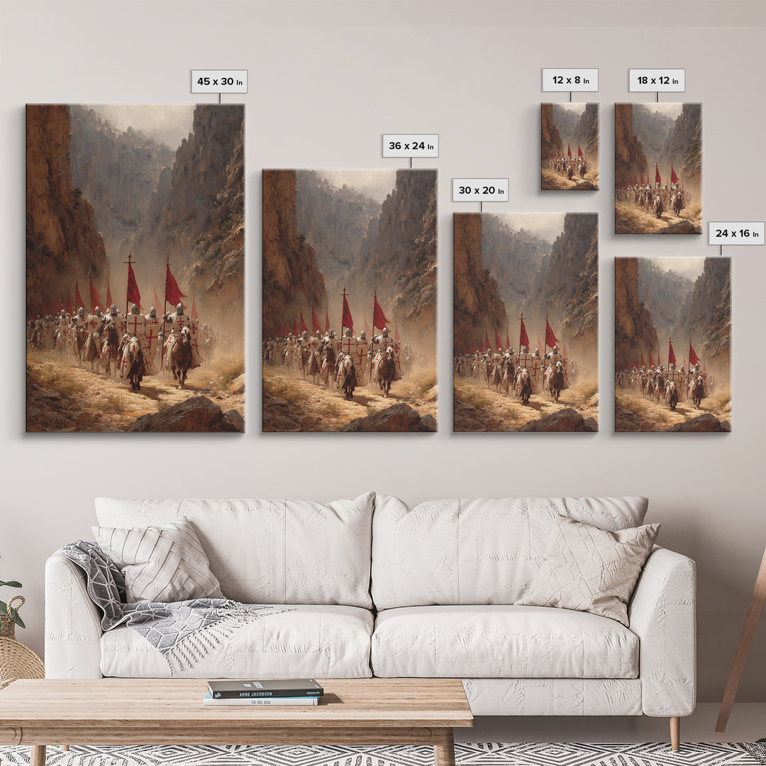 Medieval Knights March Through Canyon Original Painting Large Wall Art Canvas Print