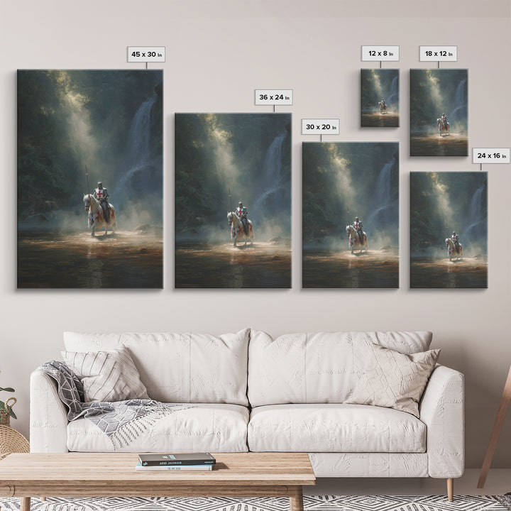 Knight In Armor Medieval Fantasy Painting Dramatic Wall Art Inspirational Framed Canvas Print
