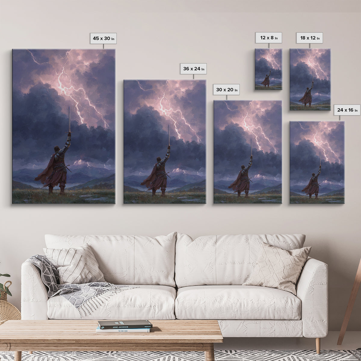 Contemplative Jesus Sitting With Lions In Cave Religious Wall Art Print | Spiritual Wall Decor Framed Canvas Print For Home