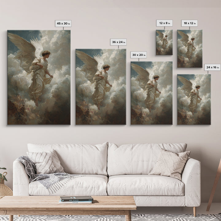 Angel In Clouds Renaissance Style Oil Painting Wall Art Framed Canvas Print Spiritual Religious Fine Art For Home Decor