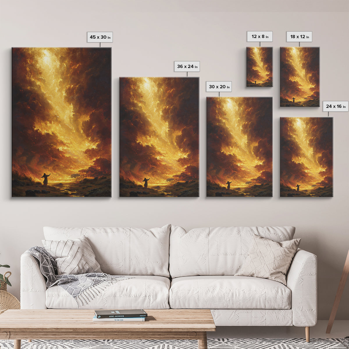 Dramatic Fiery Sunset Landscape Wall Art Canvas Print For Living Room Home Decor And Office Space