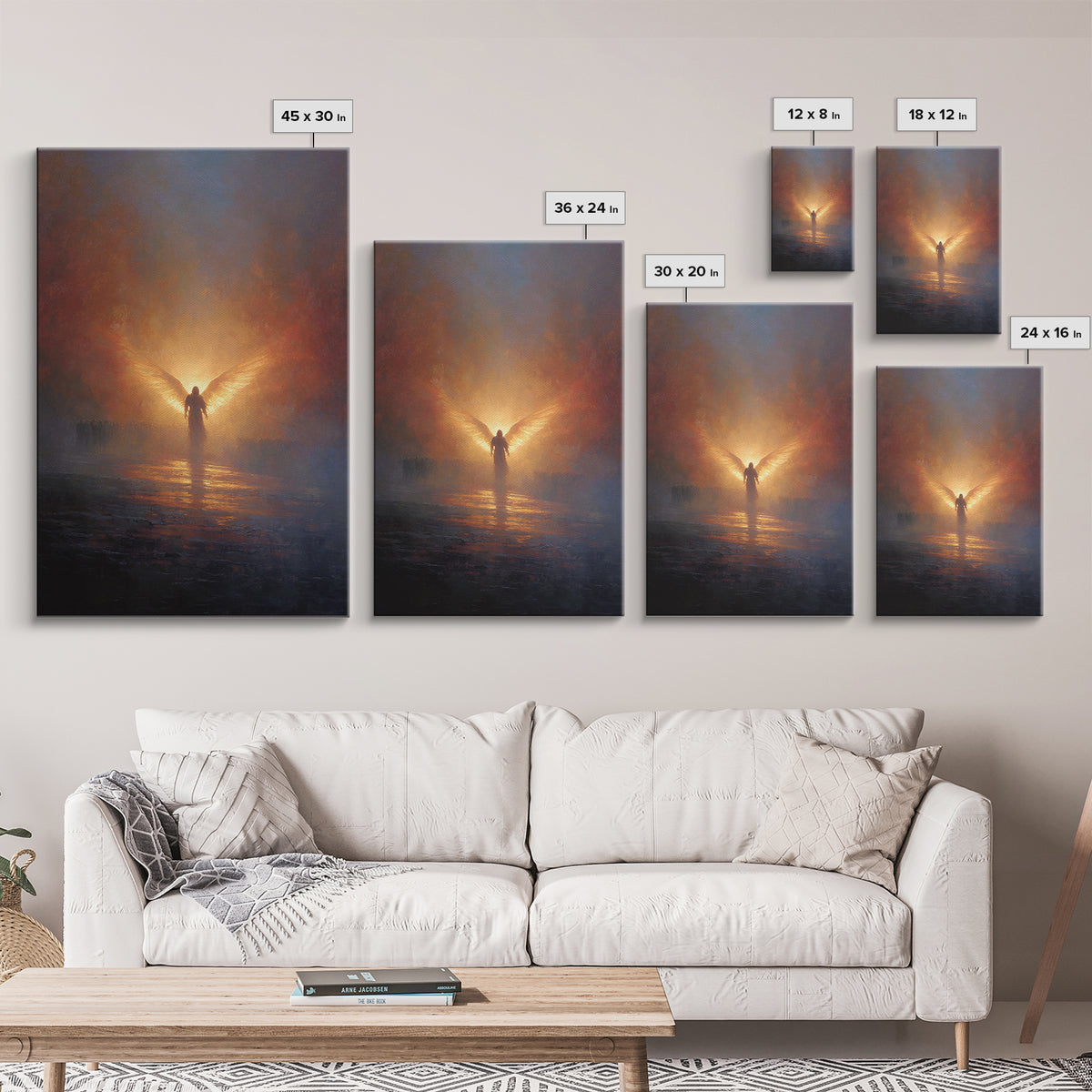 Angelic Figure With Wings Spiritual Wall Art Peaceful Inspirational Painting Framed Canvas Print