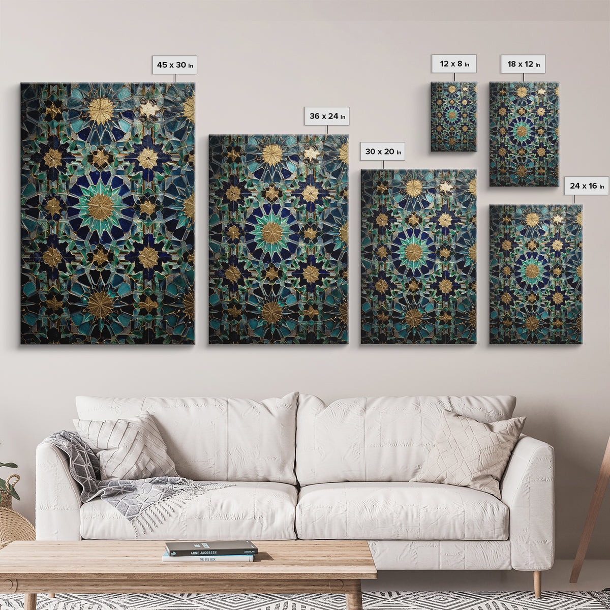 Intricate Moroccan Tile Pattern Photography Wall Art Print Framed Canvas Print For Boho And Mediterranean Decor