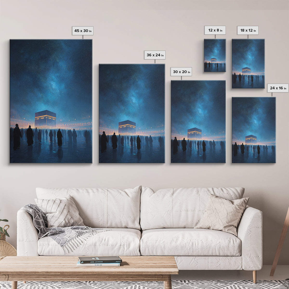 Nighttime Pilgrimage At The Kaaba Under A Starry Sky - Contemporary Art Print For Home Decor Wall Art