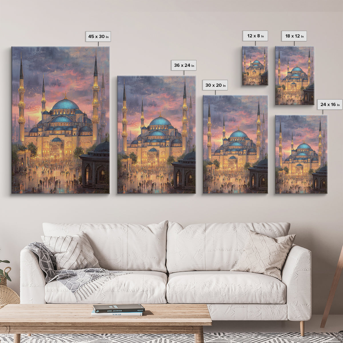 Panoramic Starry Night Sky Over Desert Camp With Camels Framed Canvas Print Mystical Landscape Wall Art Home Decor