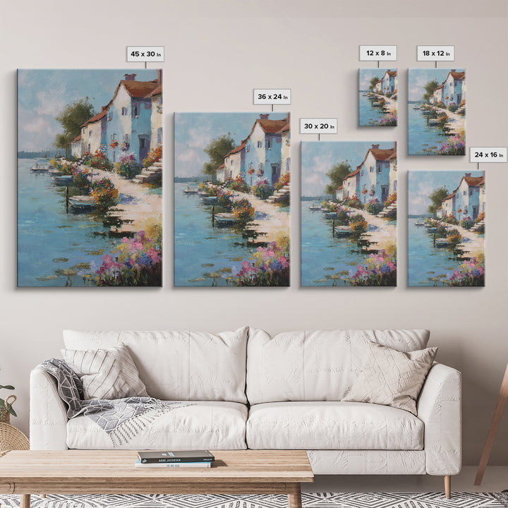 Coastal Blue Hammock Landscape Painting Wall Art Framed Canvas Print For Relaxing Home Decor Gift For Nature Lovers