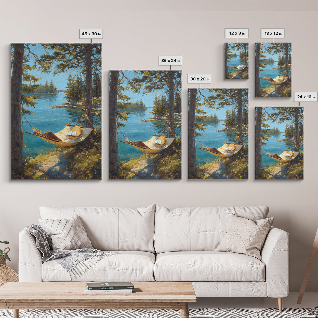 Peaceful Coastal Harbor Sunset Scene Landscape Wall Art Framed Canvas Print For Warm Home Decor Gift For Art Lovers