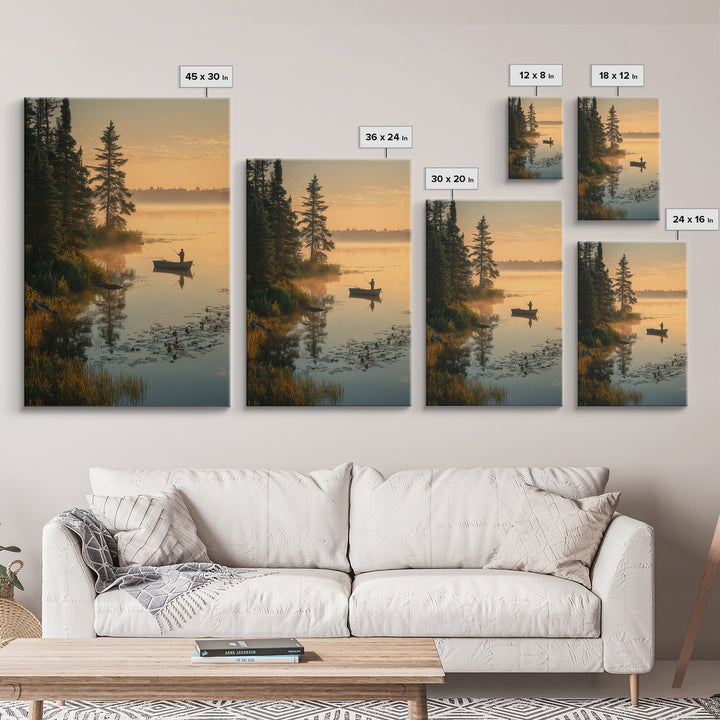 Enchanting Evening Lakeside Campfire Scene Oil Painting Wall Art Canvas Print For Relaxing Living Room Decor
