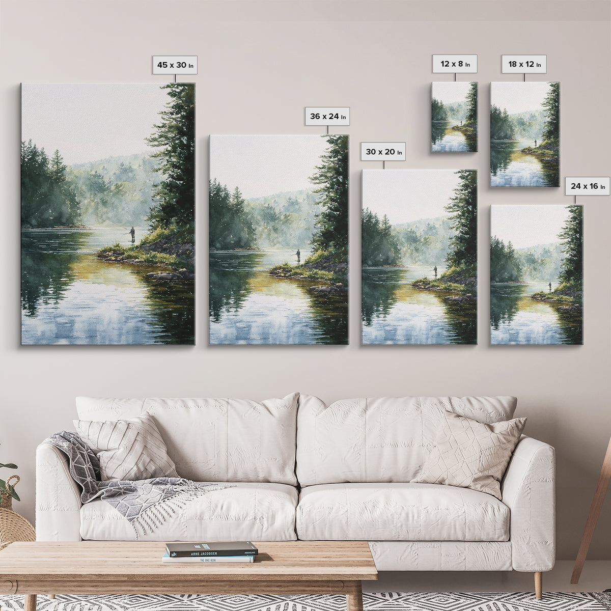Serene Figure Reading Quran In Lush Green Nature Landscape Spiritual Painting Fine Art Framed Canvas Print For Meditation Room Decor