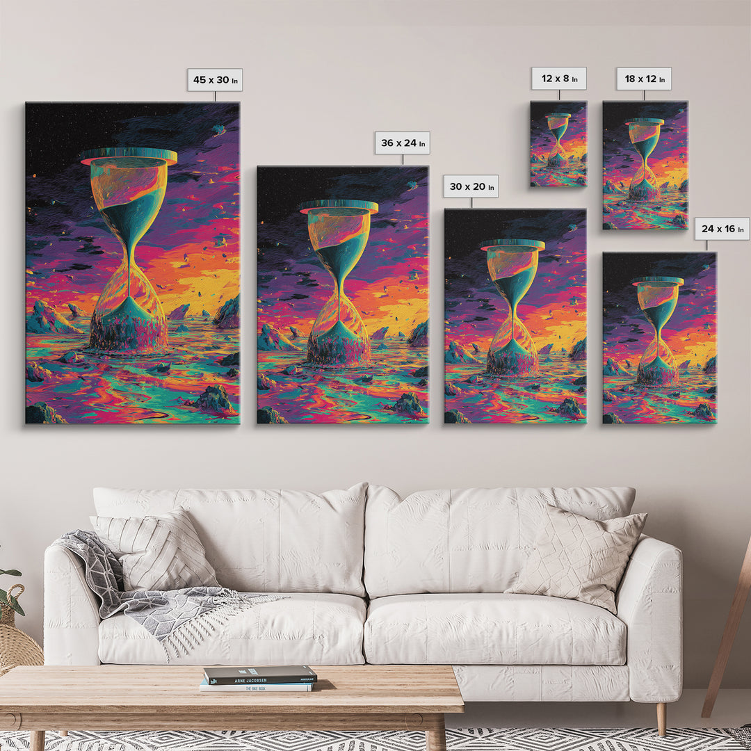 Cosmic Hourglass Alien Landscape Canvas Print, Sci Fi Wall Art, Surreal Space Poster, Futuristic Home Office Decor Gift For Him