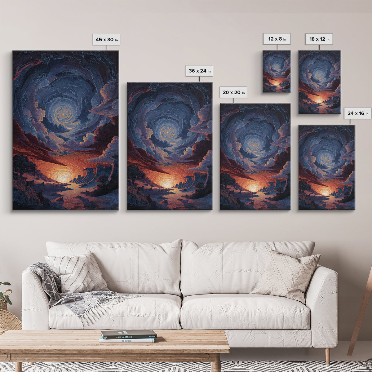 Cosmic Spiral Sunset Wall Art, Surreal Celestial Landscape, Fantasy Space Poster, Mystical Home Decor, Dreamy Room Decor