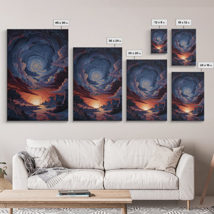 Cosmic Spiral Sunset Wall Art, Surreal Celestial Landscape, Fantasy Space Poster, Mystical Home Decor, Dreamy Room Decor