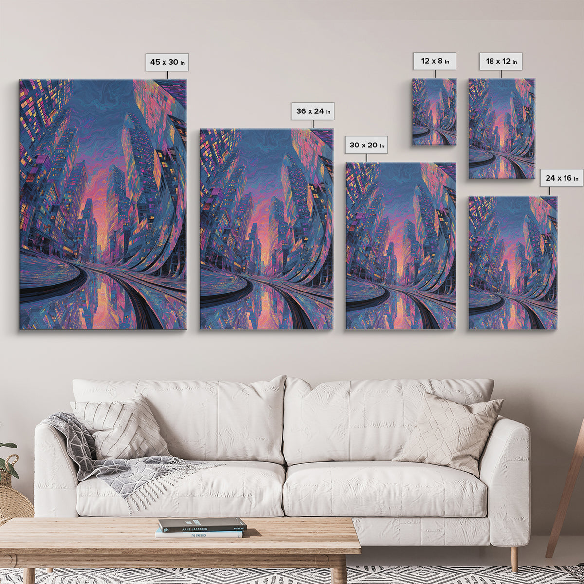 Whimsical Neon Glowing Buddha With Lotus Flowers And Zen Garden Path Wall Art Print Canvas Print Spiritual Home Decor Gift