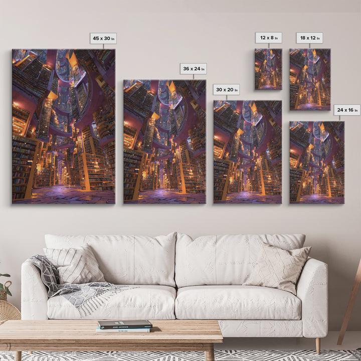 Towering Fantasy Library Wall Art, Magical Bookish Reading Nook Print, Dark Academia Decor, Cozy Home Office Poster Gift