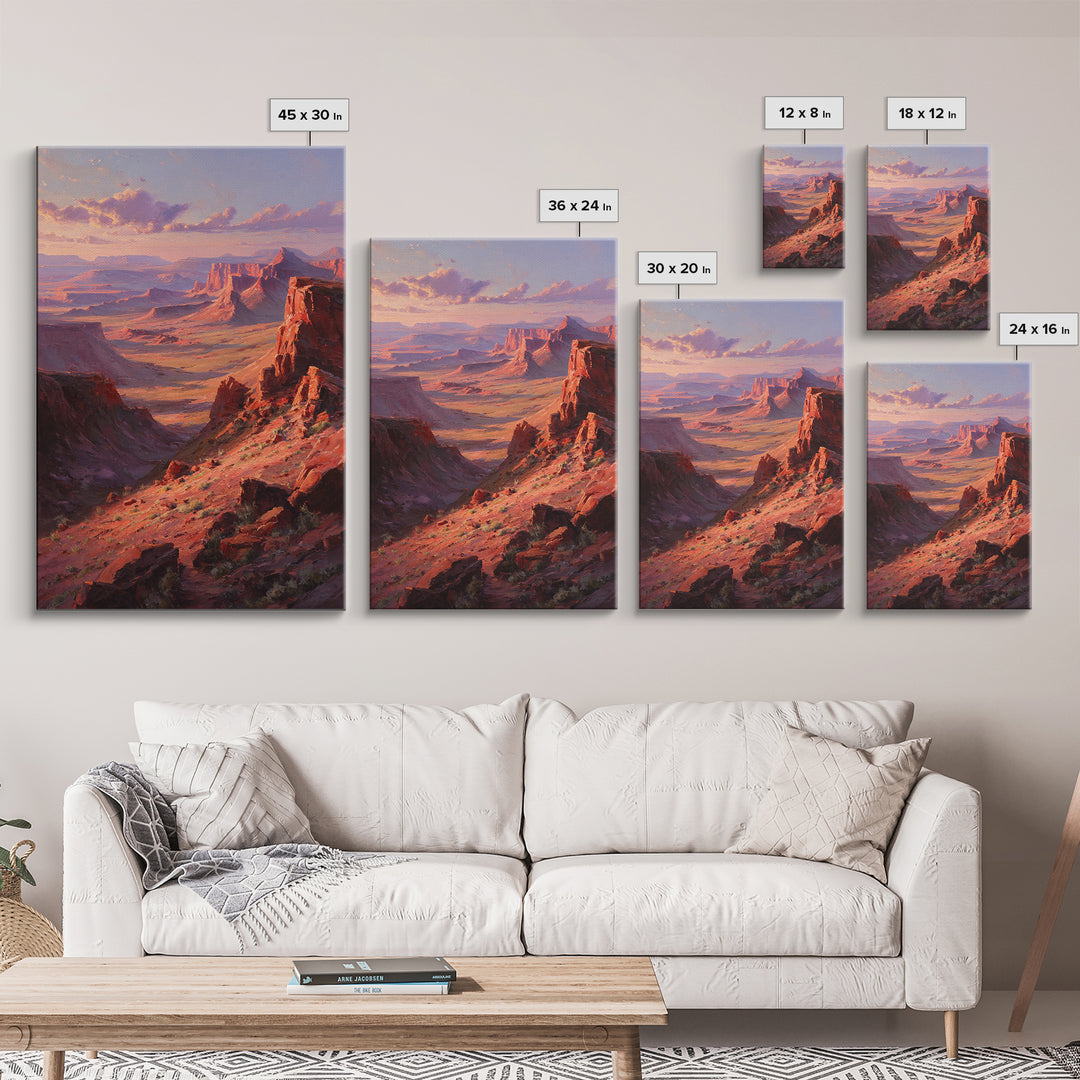 Grand Canyon Red Rock Landscape Painting Framed Canvas Print For Southwestern Wall Art And Rustic Home Decor