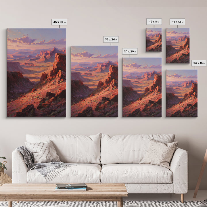 Grand Canyon Red Rock Landscape Painting Framed Canvas Print For Southwestern Wall Art And Rustic Home Decor