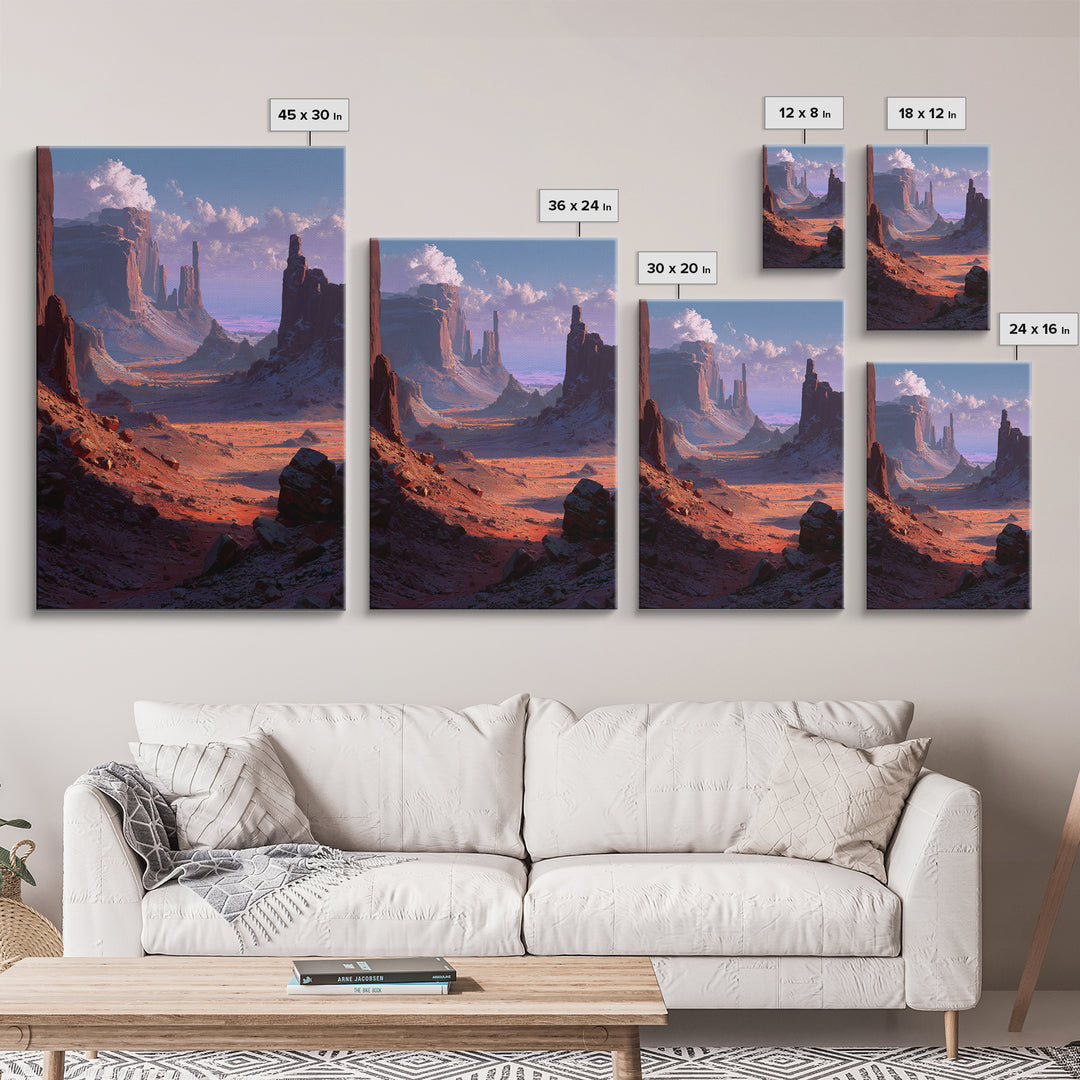 Mystical Mountain Monk Meditation Spiritual Wall Art Framed Canvas Print Serene Landscape For Mindfulness Home Decor