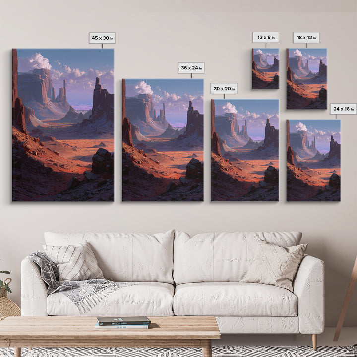 Mystical Mountain Monk Meditation Spiritual Wall Art Framed Canvas Print Serene Landscape For Mindfulness Home Decor