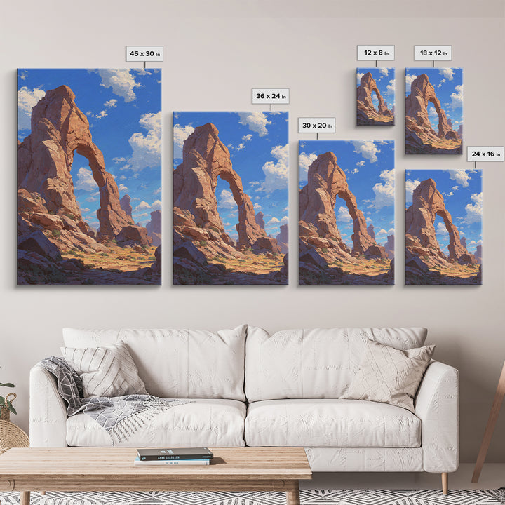 Natural Rock Arch Formation Scenic Desert Landscape Oil Painting Wall Art Print
