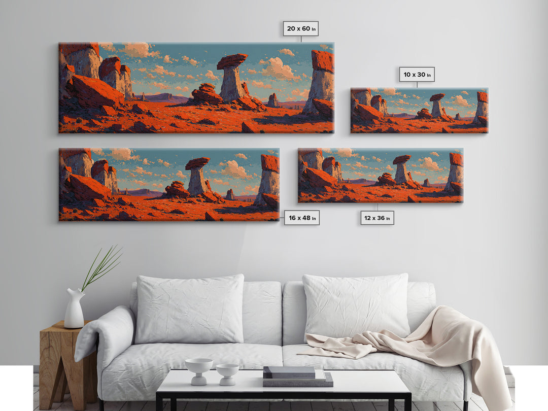 Red Rock Desert Mesas At Sunset Canvas Print, Southwestern Wall Art, Panoramic Landscape, Boho Western Living Room Decor