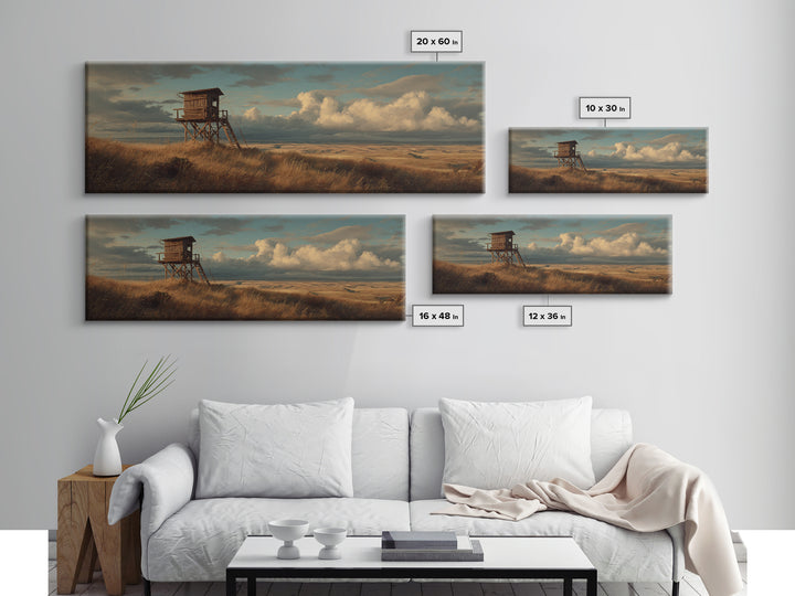 Prairie Hunting Blind Landscape Canvas Print, Moody Rustic Wall Art For Cabin Decor, Western Home Decor, Gift For Him Print