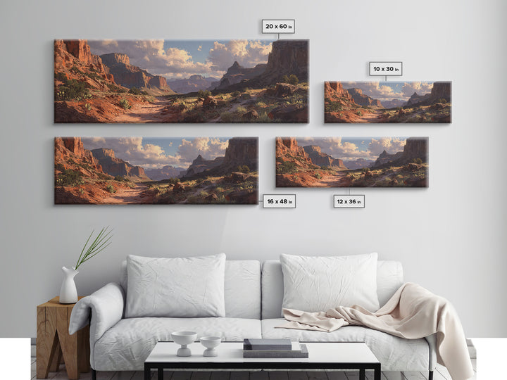 Sunlit Red Rock Canyon Desert Landscape Wall Art, Southwestern Canvas Print, Western Home Decor For Living Room Or Office