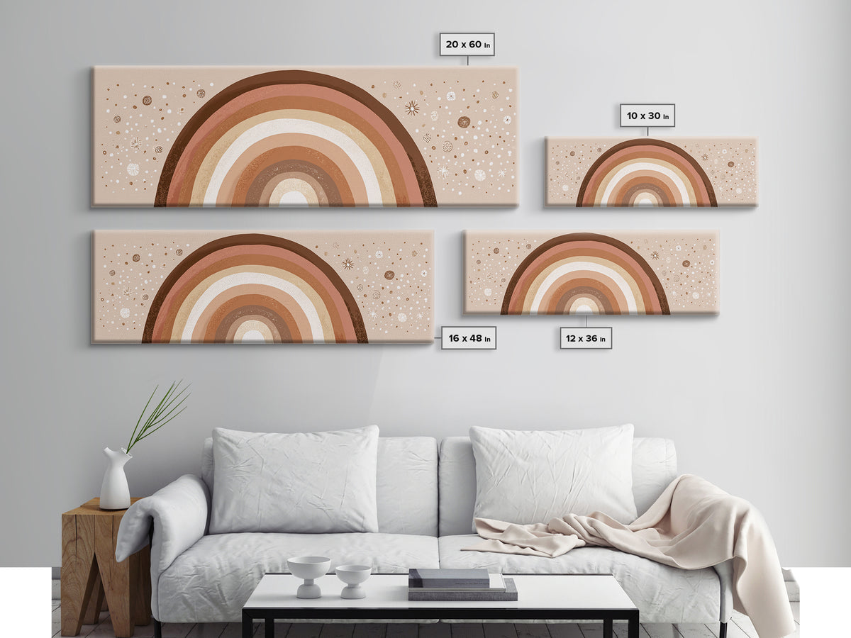 Earth Tone Boho Rainbow Wall Art, Minimalist Canvas Print, Neutral Nursery Decor, Kids Room And Playroom Wall Decor, Baby Gift