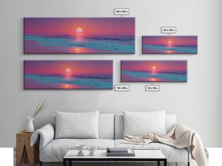 Pastel Pink Ocean Sunrise Wall Art, Coastal Bedroom Decor, Calm Seascape Print, Beach House Canvas, Serene Home Gift Idea