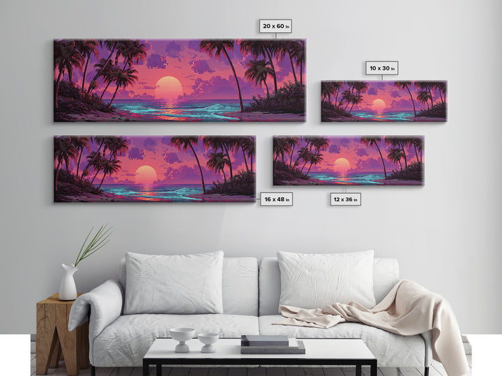Tropical Sunset Beach With Palm Trees Wall Art, Ocean Canvas Print, Coastal Decor, Beach House Decor, Living Room Art, Tropical Decor